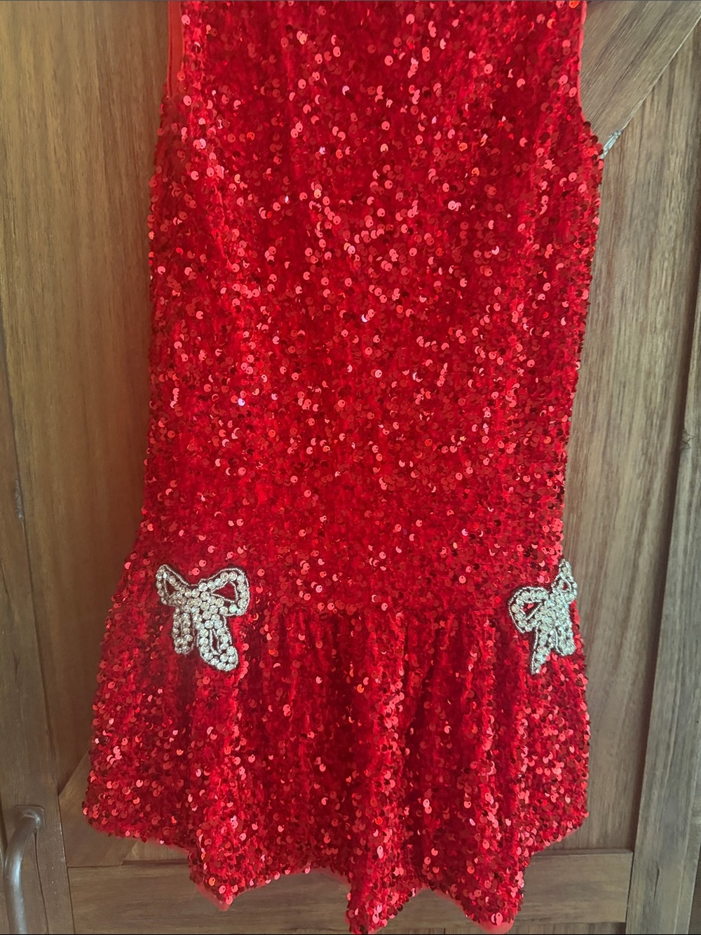 Lola and the Boys Girls Red Sequin Party Dress with Bow Accents - Picture 3 of 5